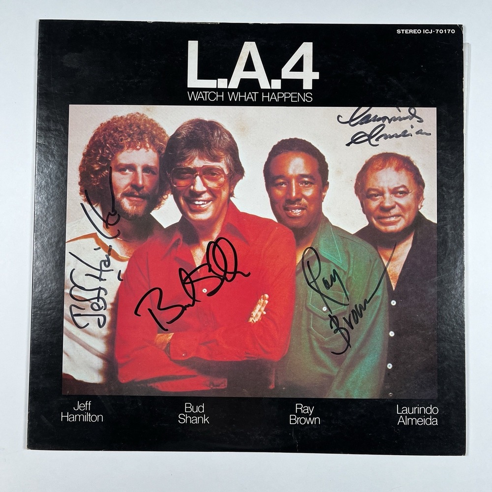 Signed L.A.4 Watch What Happens Japan Vinyl Concord Jazz ICJ-70179 Shank Almeida